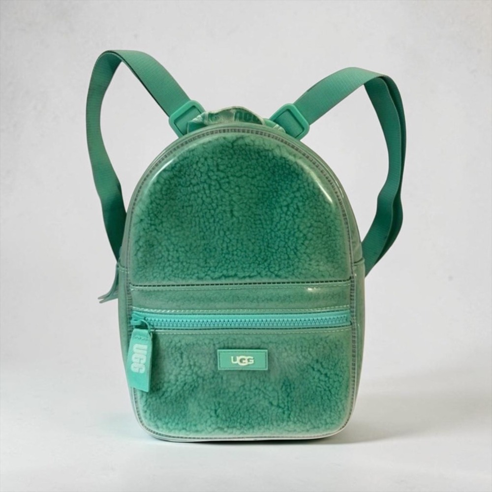 UGG Danni Clear Mini Backpack Lake Green Faux Fur TPU Transparent Bag